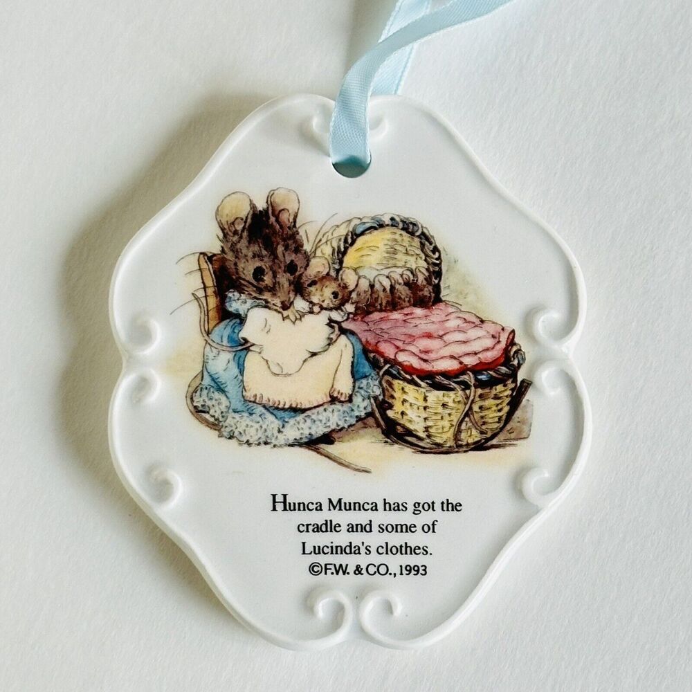 Beatrix Potter Hunca Munca Mother Mouse Ceramic Hanging Ornament Vtg 1993
